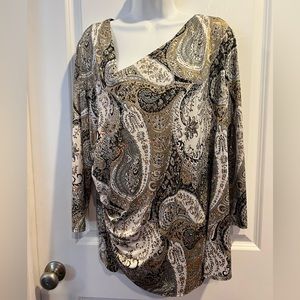 Dress Barn 3X paisley gold sparkle blouse